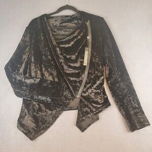 BlankNYC Black Crushed Velvet Moto Jacket Medium Gothic Steampunk Whimsigoth NEW